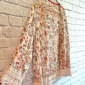 SOFT FLORAL WRAP/KIMONO - S - NWOT